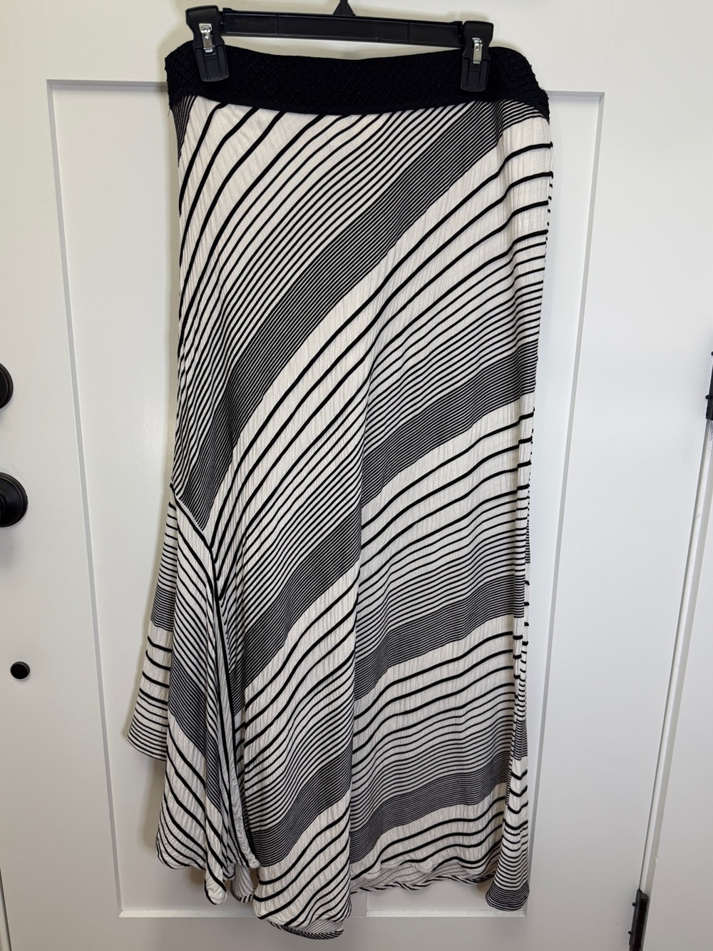 Chico's Black and White Striped Maxi Skirt